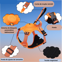 Carregar imagem no visualizador da galeria, Coleira Peitoral com Guia Retrátil Embutido