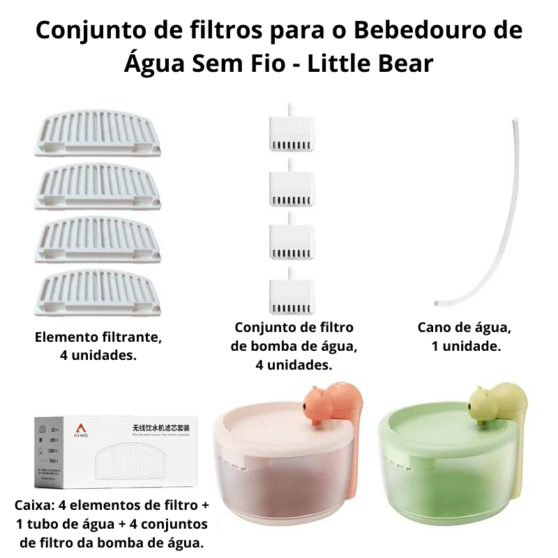 Conjunto de filtros para o Bebedouro de Água Sem Fio - Little Bear